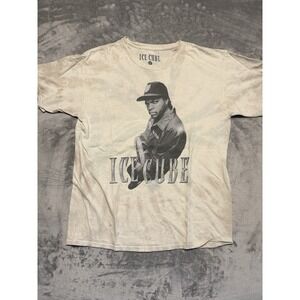 Ice Cube T-Shirt Men M White Thrashed Faded Tie Dye 2021 Graphic